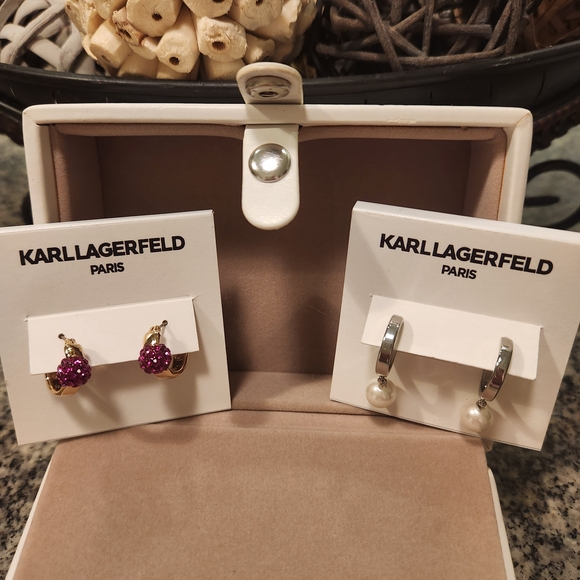 Karl Lagerfeld Jewelry - Karl Lagerfeld Hoop Earring Set with Free Jewelry Travel Case